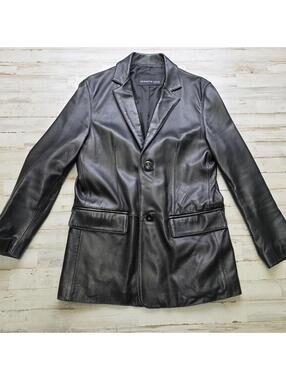 Kenneth Cole Genuine Leather Men's Black Blazer Size Medium Jacket Coat M 42